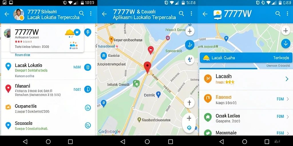 Antarmuka aplikasi 7777W menampilkan fungsi Lacak Lokasi yang intuitif.