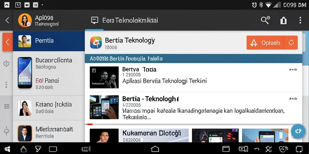 Screenshot utama ID098 menampilkan antarmuka antarmuka berita teknologi.