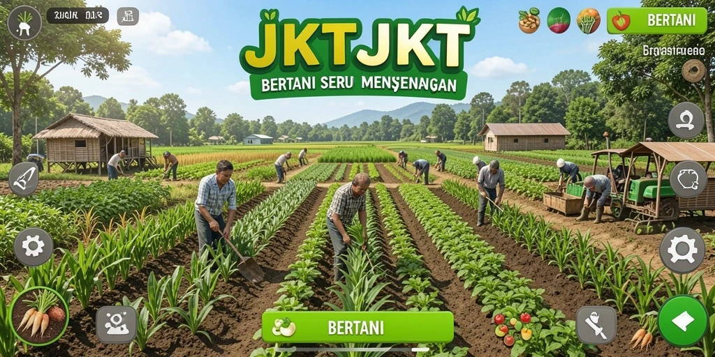 Antarmuka JKTJKT yang menarik dengan elemen bertani.