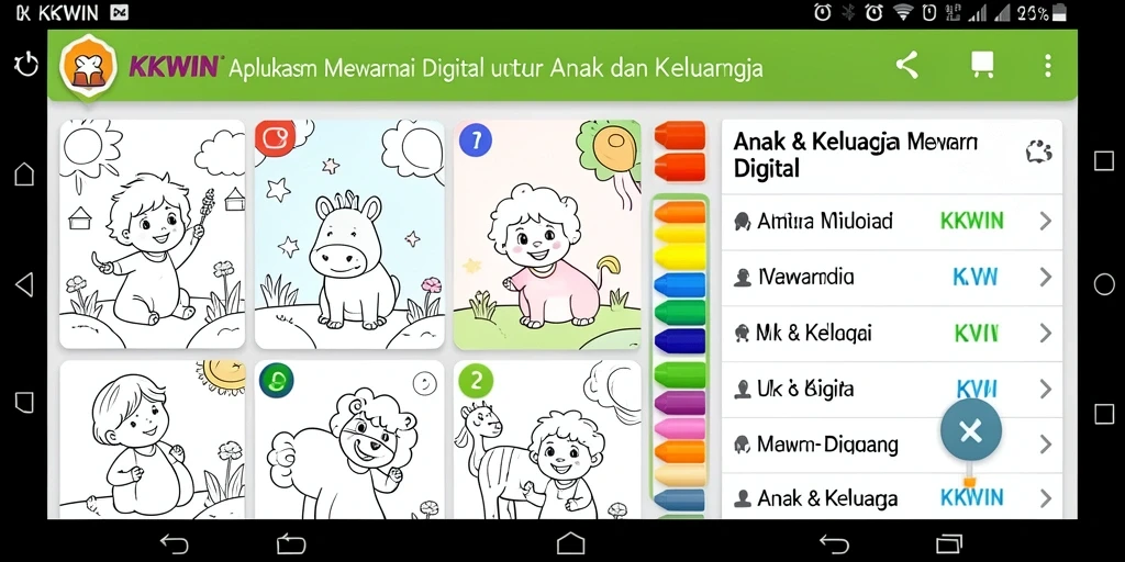 Tampilan antarmuka KKWIN untuk mewarnai digital yang menarik.