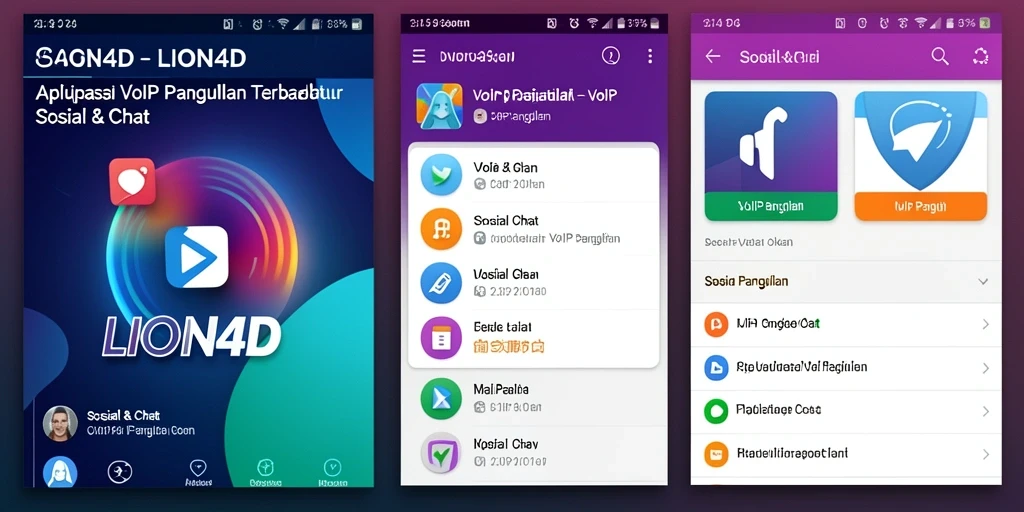 Antarmuka aplikasi LION4D yang menarik dengan fitur VoIP Panggilan.